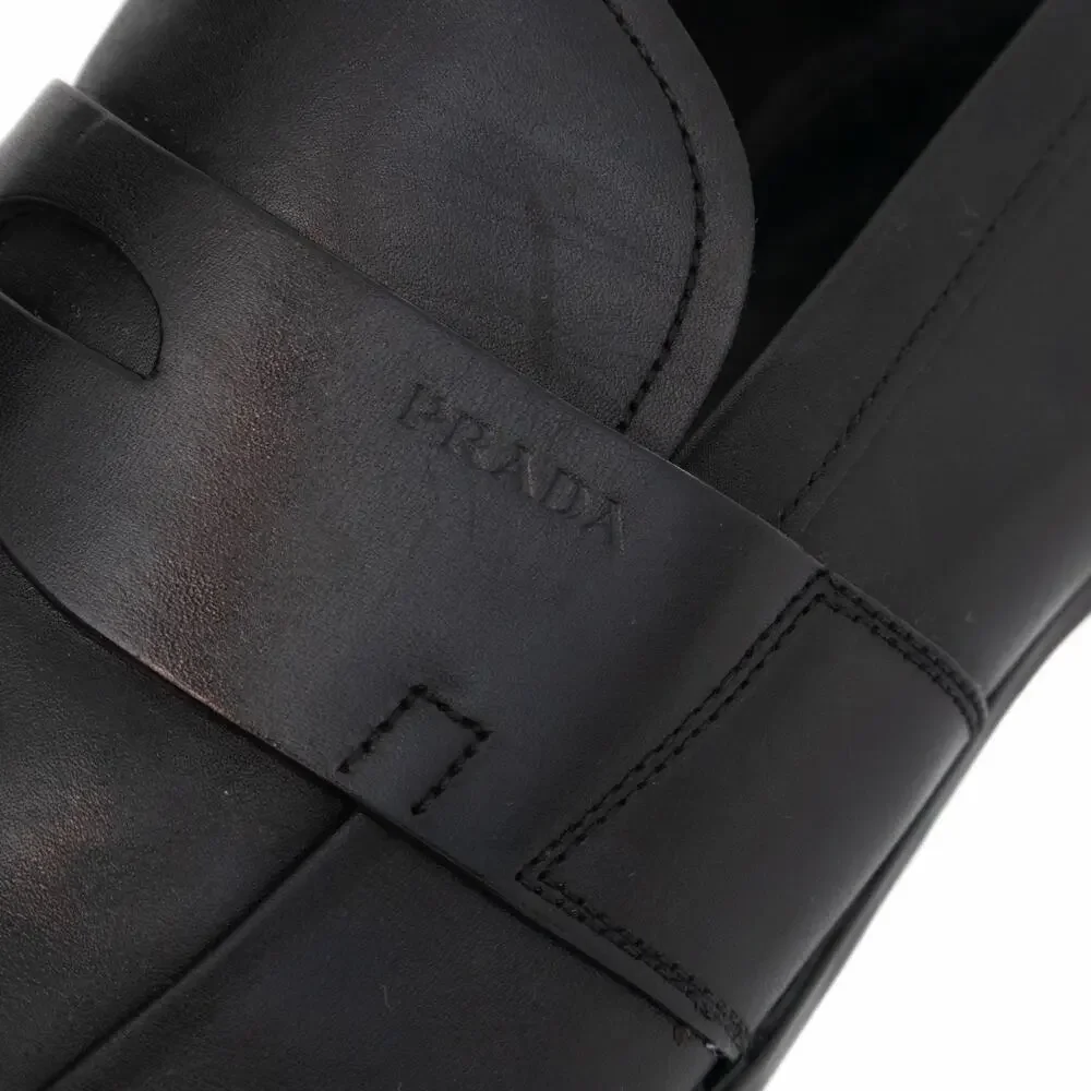 950$ Prada Men’s Black Calf Leather Penny Loafers Slip-On Shoes US11